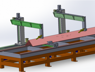 Specialized welding machine with 2 welding heads, 6m long